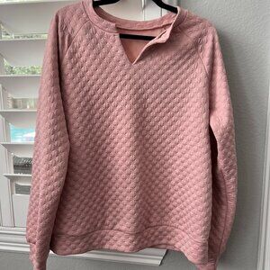 Quilted Blush Pink Pullover Sweatshirt